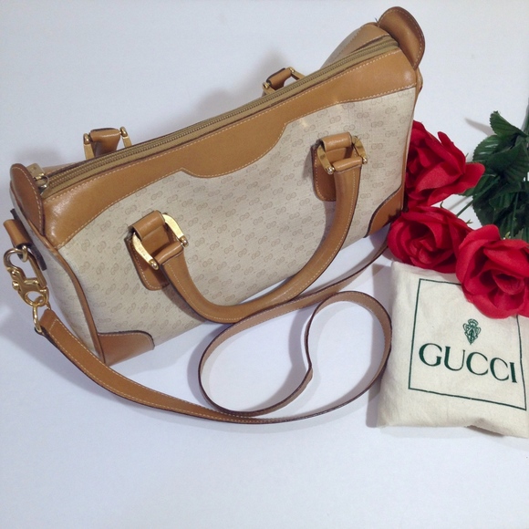Gucci Handbags - VINTAGE GUCCI 1980s Cream Monogram Top Handle Bag